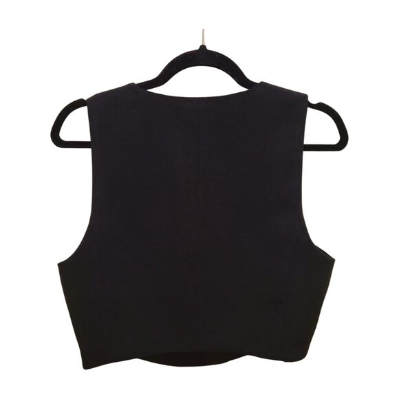 Aritzia Wilfred Dauphine Crop Top V neck Black M Medium - Picture 3 of 7